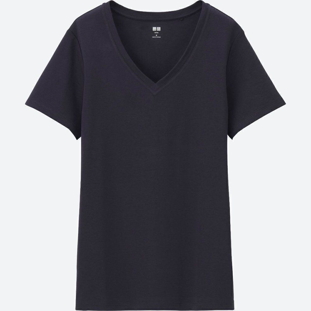 Uniqlo Black Supima Cotton V-Neck